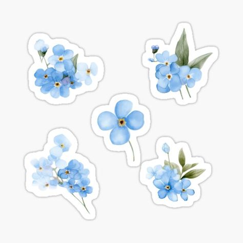 Watercolor Stickers, Watercolor Illustrations, Forget Me Not, Watercolor Illustration, Sticker Set, Science Poster, Sticker Design, Stranger Things Fanart, Decoupage