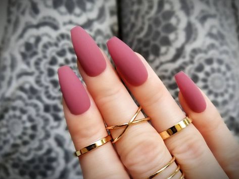 Matte Acrylic Nails, Mauve Nails, Nails Matte, Super Nails, Ideas Nails, Summer Acrylic Nails, Nails Coffin, Nail Shapes, Matte Nails