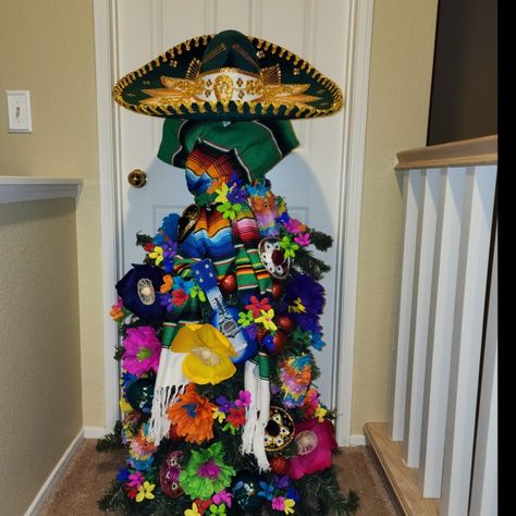 Mexican Cinco de mayo Christmas tree with Sombrero Mexican Christmas Tree, Mexican Christmas, Christmas Trees, Trees, Christmas Tree, Christmas