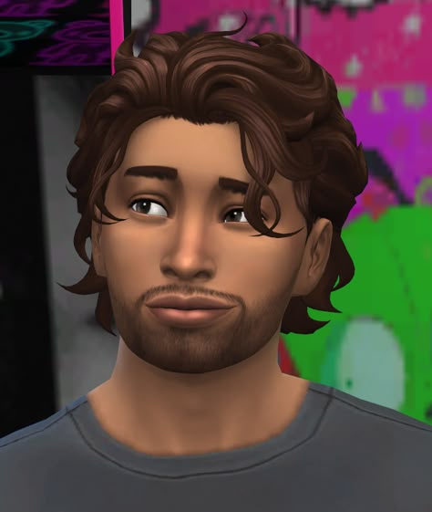 A sim from the sims 4 with straight, messy, brown ear-length hair Sims 4 Cc Shaggy Hair Male, Maxis Match Hair Men, Sims 4 Cc Miguel O'hara, Johnny Sims Hair, Curly Hair Men Sims 4 Cc, Sims 4 Cc Man Hair Patreon, Sims Guy Hair, Sims 4 Man Cc Hair, Clumsyalien Sims 4 Cc Hair