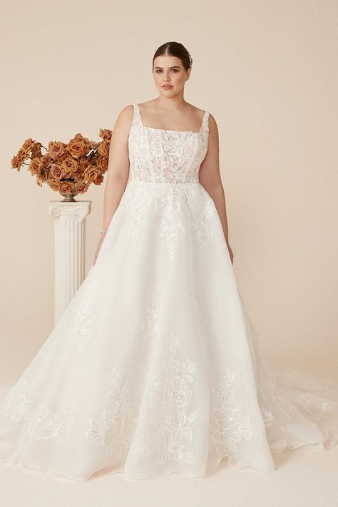 Square Neckline Plus Size Wedding Dress, Oversize Wedding Dress, Wedding Gowns For Midsize, Plus Size Elegant Wedding Dresses, Plus Size A Line Wedding Dress, Square Neck Plus Size Wedding Dress, Plus Size Square Neck Wedding Dress, Plus Size A Line Wedding Dresses, A Line Wedding Dress Plus Size