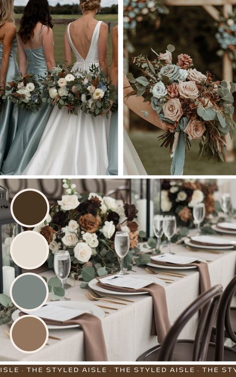 On the hunt for the prettiest fall wedding color schemes for 2025? These *literally gorgeous* palettes for fall wedding colors are a MUST-SEE if you're trying to pick a wedding color palette - and tbh even *we* were surprised at some of these wedding color combos - but they're all SUPER gorgeous! SAVE to your fall wedding ideas board to come back to! Fall Bridal Color Schemes, Fall Colors For Wedding October, Fall Wedding Colour Schemes, Mocha Wedding Theme Color Schemes, Muted Fall Color Palette Wedding, Champagne Wedding Theme Color Schemes, Outdoor Wedding Color Schemes, Wedding Fall Color Schemes, November Wedding Colors Schemes