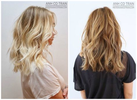 Anh Co Tran is the mastermind behind these textured ends--chances are you've already seen these photos floating around Pinterest. | textured hairstyle inspiration via Finding Beautiful Truth #beachwaves #hairstyles #texturedhair #texturedhairstyles Haircut With Textured Ends, Textured Medium Length Haircut, Floating Layers Hair, Textured Ends Haircut, Beachwaves Hairstyles, Texturized Hair, Anh Co Tran, Textured Haircut, Medium Layered Haircuts