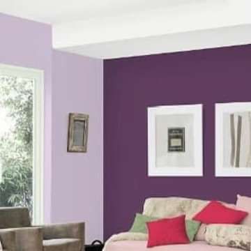 Purple Colour Room Ideas, 2 Color Combinations Wall, Purple Color Room Ideas, Purple Combination Wall Paint, Purple Wall Colour Combination, Light Dark Colour Combination Wall, Painting Combinations For Walls, Light Colour Combinations For Bedroom, Dark Colour Room Ideas