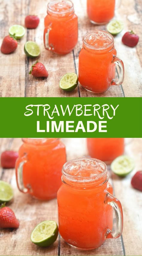 Strawberry Limeade Recipe, Strawberry Limeade, Limeade Recipe, Refreshing Summer Drinks, Delicious Drink Recipes, Easy Drinks, Lemonade Recipes, Snacks Für Party, Summer Drink