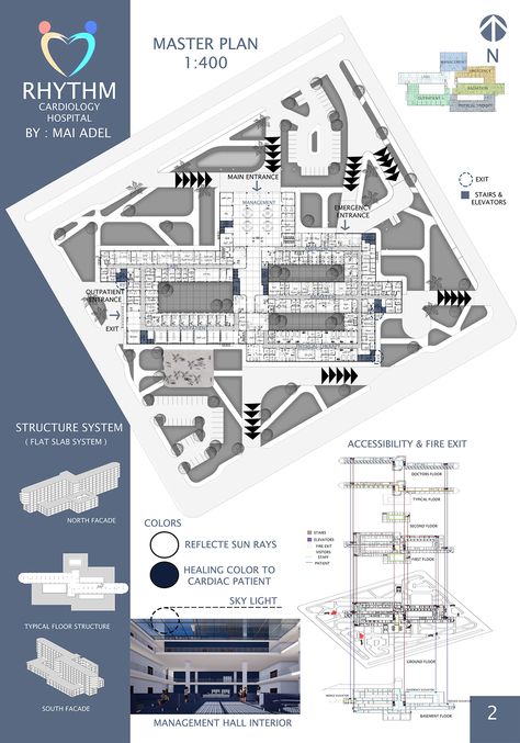 RHYTHM ( CARDIOLOGY HOSPITAL ) GRADUATION PROJECT :: Behance Hospital Entrance, Hospital Plan, Hospital Design Architecture, Hospital Plans, Heart Hospital, Hospital Administration, Hospital Architecture, Architectural Engineering, Architecture Building Design