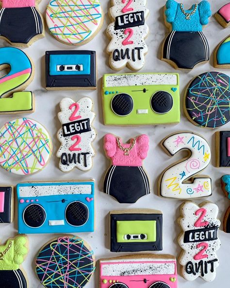 2 Cool Birthday Party Girl, 2 Legit 2 Quit Birthday Party Girl, Two Legit To Quit Birthday Girl, 90s Cookies, Kids Party Treats, 40th Bday Ideas, 2nd Birthday Photos, Prince Birthday Party, Baking Stuff