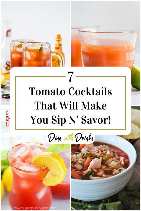 Collage of 4 tomato cocktails. Tomato Cocktail, Coctails Recipes, Cocktail Appetizers, Cheesecake Factory, Coffee Cocktails, Vodka Cocktails, Green Tomatoes, Fresh Tomatoes, The Unexpected