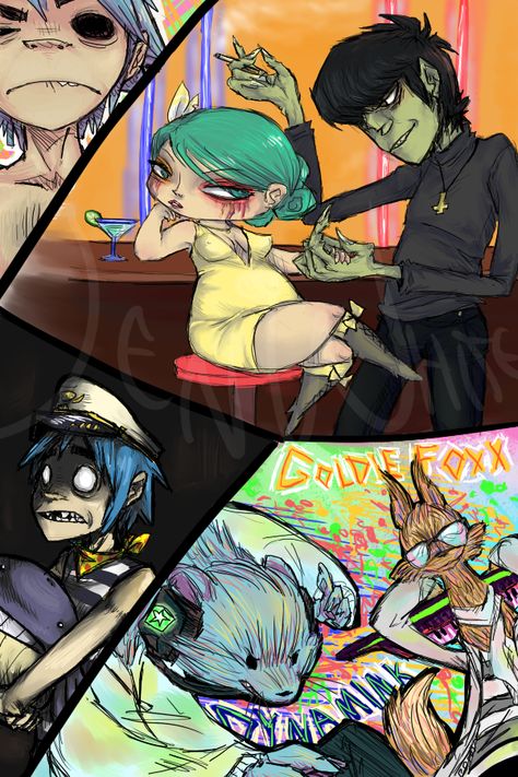 Studio Killers and the Gorillaz Studio Killers Wallpaper, Cherry Studio Killers, The Gorillaz, Studio Killers, Animation Styles, Animated Art, Jamie Hewlett, Gorillaz Art, Band Wallpapers