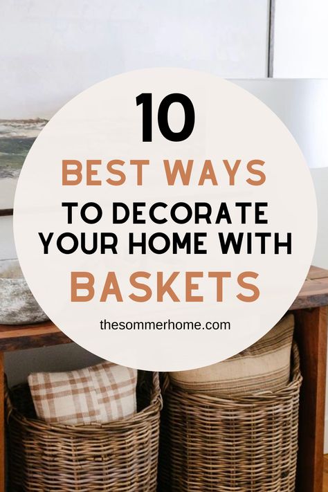 Are you looking for an easy and inexpensive way to spruce up your home? Baskets are the perfect tool for adding a stylish and functional touch to your interior. Whether you want to add a decorative element or extra storage, there are endless creative ways to use baskets to make your home look great. Here are 10 easy ways to decorate your home with baskets. Big Basket Ideas Decor, Decorating With Baskets Farmhouse Style, Baskets Ideas Decorative, Wicker Basket Decor Ideas, How To Decorate With Baskets, Entryway Basket, Baskets To Make, Wicker Basket Decor, Basket Decor Ideas