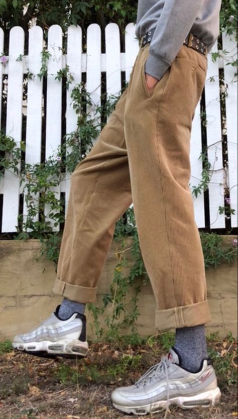 beige corduroy pants   grey marl socks  white air force 95’s Grey Corduroy Pants Outfit Men, Khaki Corduroy Pants Outfit Men, Beige Corduroy Pants Outfit Men, Grey Corduroy Pants Outfit, Soft Academia Outfits, Beige Corduroy Pants Outfit, Corduroy Pants Outfit Mens, Courdory Pants Outfits, Corduroy Trousers Outfit