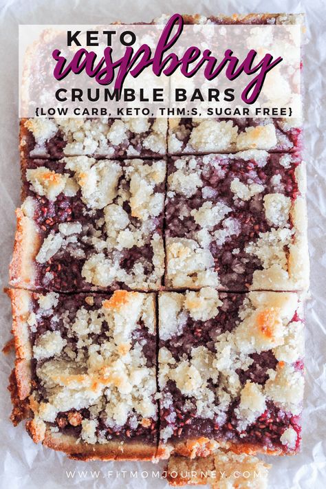 These Keto Raspberry Crumble Bars are going to be your new favorite treat! They are keto, low carb, sugar free, a THM:S, and gluten free to fit many different types of eating. Keto Tarts, Raspberry Crumble Bars, Raspberry Breakfast, Keto Raspberry, Raspberry Oatmeal, Raspberry Crumble, Raspberry Bars, Keto Treats, Keto Bars