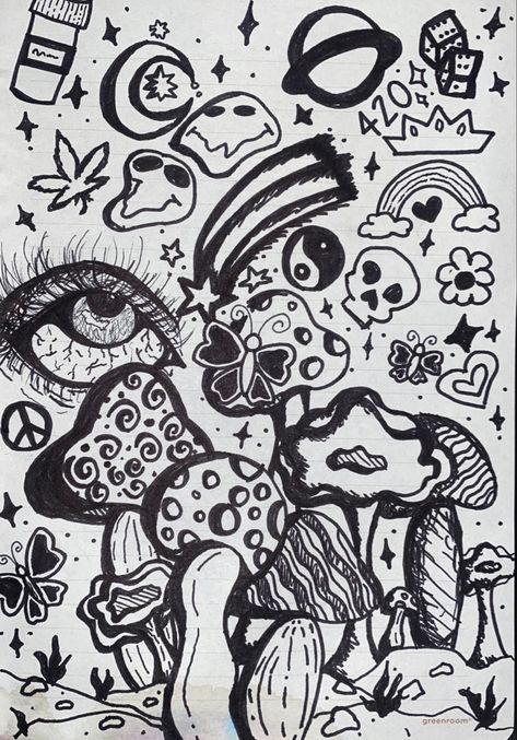 trippy drawing - doodle black and white Doodles For Stoners, Drawing Ideas On White Board, Trippy Doodle Art Black And White, Trippy Drawing Background Ideas, Trippy Space Drawings, Trippie Doodles, Black And White Trippy Wallpaper, Trippy Patterns To Draw Easy, Trippy Sharpie Art