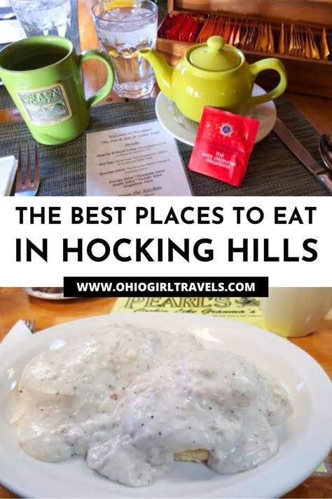 The Best Food in Hocking Hills, Ohio. There is more to Hocking Hills than just gorgeous landscapes, amazing outdoor activities, and natural beauty! Where to eat in Hocking Hills. There are also amazing places to eat and delicious restaurants. Make your Hocking Hills trip the best with this restaurant guide for foodies. #Ohio #Restaurants #HockingHills Ohio Getaways, Ohio Vacations, Hocking Hills Ohio, Gorgeous Landscapes, Hocking Hills State Park, Ohio Travel, Budget Friendly Travel, Road Trip Routes, Hocking Hills