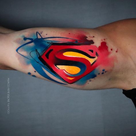 Napoli Tattoo, Superman Tattoo, Superman Tattoos, Nova Tattoo, Tattoo Abstract, Colour Tattoos, Best Cover Up Tattoos, Cool Shoulder Tattoos, World Famous Tattoo Ink