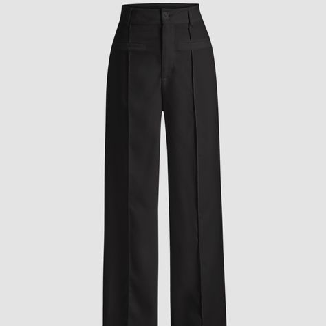 Nwt Black Solid Stitch Straight Leg Trousers Size Small From Cider Website I Purchased The Wrong Size But These Are Beautiful Trousers!! Womens Black Slacks, Black Trousers Women, All Black Suit, Funky Pants, Black Women Dress, Mom Pants, Slacks For Women, Fall Pants, Business Pants