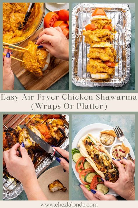 Chicken Shawarma Wrap, Easy Air Fryer Chicken, Chicken Shawarma Recipe, Marinated Chicken Thighs, Shawarma Recipe, Chicken Slices, Cooking Thermometer, Easy Air Fryer, Chicken Shawarma