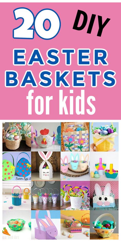 Handmade Easter basket ideas that you can make for kids. Instead of getting a store bought Easter basket consider making one from simple materials you already have in your household. Learn how to make a mini Easter basket from paper plate, craft sticks, paper cup, milk jar, paper bag, papier mache, yarn and more. Use the printable templates to make some of the paper Easter baskets for kids. Make bunny or hen Easter baskets. Easter Egg Wrapping Ideas, Diy Easter Baskets For Kids, Easter Bunny Basket Craft, Easter Basket Printable, Diy Easter Baskets, Diy Easter Basket Ideas, Easter Baskets For Kids, Simple Easter Baskets, Paper Easter Basket