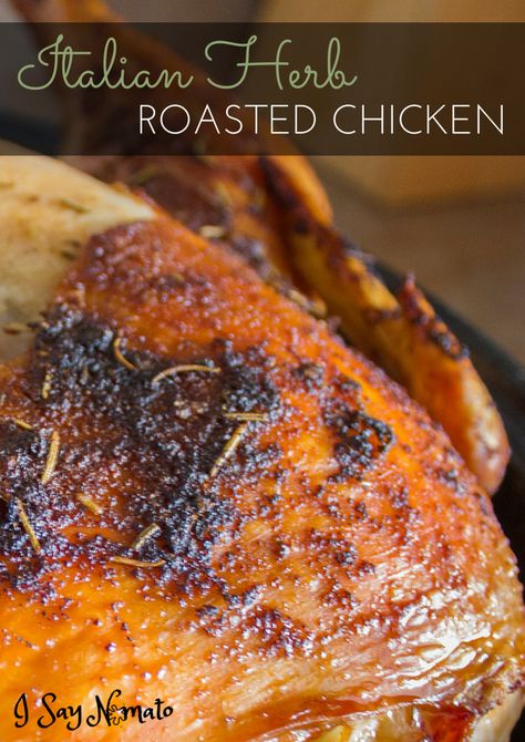 Italian Herb Roasted Chicken | I Say Nomato Nightshade Free Recipes, Italian Roast, Delicious Veggies, Herb Roasted Chicken, Roast Chicken Recipes, Recipe Blog, Mashed Sweet Potatoes, Roast Chicken, Stuffed Sweet Peppers