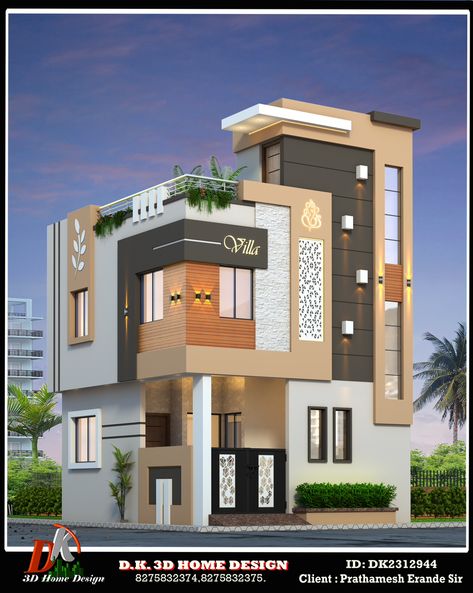 Elevation House Modern Double Floor, Double Floor House Elevation Design, Elevation House, Front Building Design, House Front Door Design, Bungalow Floor Plans, House Balcony, Small House Elevation, House Roof Design