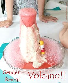 Volcano Preschool, Gender Reveal Volcano, Volcano Project For Kids, Sibling Gender Reveal, Volcano Project, Gender Reveal Diy, Volcano Cake, Gender Reveal Box, Simple Gender Reveal