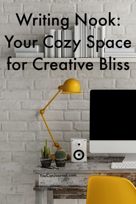 Ready to set up a writing nook of your very own?! Here's everything you need, plus some important health considerations! | writing nook writers work spaces | writing nook ideas | writing nook cozy | writing nook in bedroom | writing nook classroom | writing nook bedroom | writing nook apartment | writing nook small space | writing nook inspiration | writing nook decor | writing nook in kitchen | writer's nook | writers nook ideas | diy writers nook Writing Nook Writers Work Spaces, Nook In Kitchen, Nook In Bedroom, Writers Nook, Space Writing, Nook Bedroom, Nook Inspiration, Writing Nook, Workspace Essentials