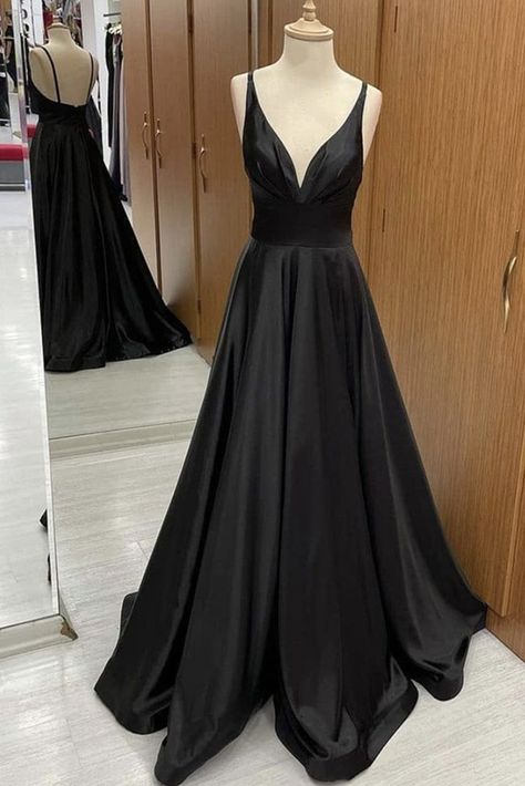 Black Formal Dresses, Prom Dresses V Neck, Dresses V Neck, Corset Dress Prom, Black Dress Formal, Black Formal, Custom Size Dresses, Long Prom Dresses, A Line Prom Dresses