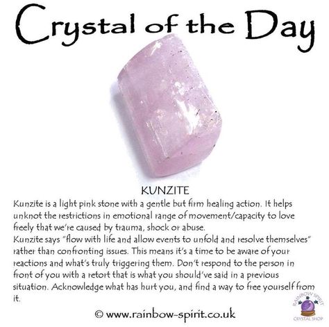 Heart chakra: pure energy and joyful in nature. In palest pink to light violet hues, it is a stone of emotions opening and connecting the heart to the mind stimulating a healing communion between the two. Encourages one to release walls built around the heart for protection and to be receptive to the experience of unconditional and abundant love. Kunzite Crystal Meaning, Crystals Meaning, Crystal Healing Properties, Kunzite Crystal, Gemstone Properties, Crystals Healing Properties, Spiritual Crystals, Gemstone Meanings, Crystal Therapy