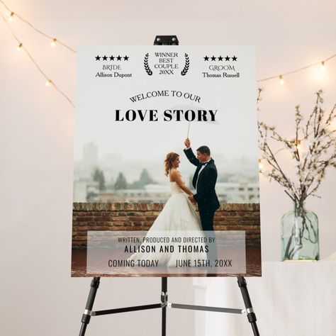 Movie Poster Wedding Welcome Sign, Funny Welcome Signs, Weddings Idea, Wedding Movies, Memorable Wedding, Soft Orange, Wedding Vendor, Wedding Posters, Wedding Banner