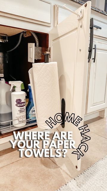 Katie | Simply Katie Lynn on Instagram: "✨Comment ‘Hidden’ and I’ll message you more details!✨ One of my goals is to have less on the kitchen counters (it’s a daily mission). Moving the paper towels works for us. But for you it might be placing them under the cabinets. This hanger will also hang down from underneath! Plus it comes in three finishes to match your home!" Paper Towel Dispenser Kitchen, Hide Paper Towels, Katie Lynn, Towel Dispenser, Kitchen Counters, My Goals, Upper Cabinets, Paper Towel Holder, Paper Towels