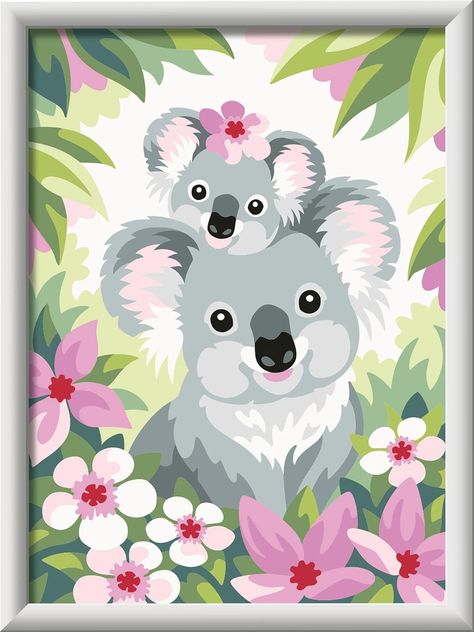 Ravensburger 28984 Paint by Numbers - Cute Koalas - For Children Aged 9 Years and Above: Amazon.de: Toys Koala Painting, Lego Disney Princess, Bear Paintings, Detailed Paintings, Wooden Painting, Fun Arts And Crafts, Stencil Art, Colorful Paintings, Bedroom Art