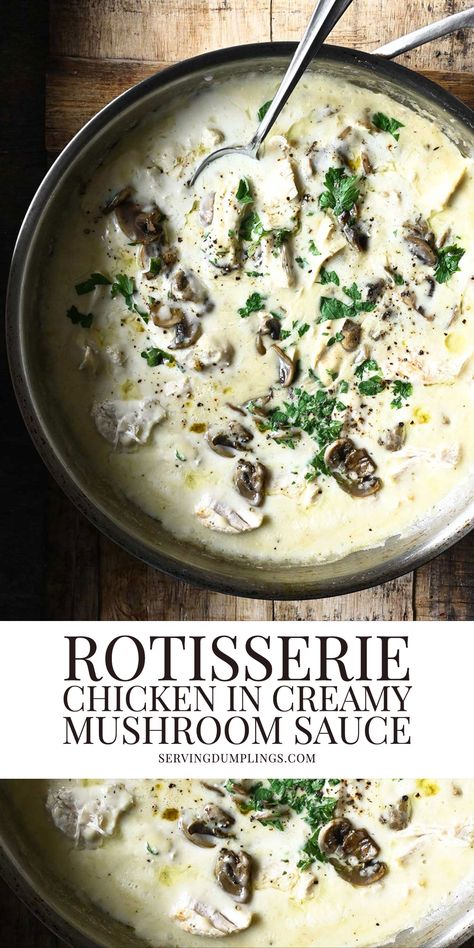 Rotisserie Chicken Recipes Leftover With Mushrooms, Rotisserie Chicken Mushroom Soup Recipes, Creamy Rotisserie Chicken Mushroom Soup, Chicken Mushroom Florentine, Classic Chicken Mushroom Stroganoff, Rotisserie Chicken Recipes Leftover, Cream Sauce For Chicken, Chicken Mushroom Recipes, Creamy Mushroom Sauce