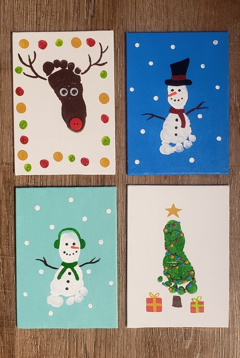 Baby feet crafts Joululahjat Diy, Baby Christmas Crafts, Baby Art Crafts, Baby Crafts Diy, Handprint Christmas, Christmas Art Projects, Christmas Crafts For Toddlers, Footprint Crafts, Baby Art Projects