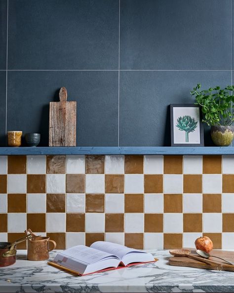 Tile patterns checkerboard Moroccan Zellige Tile, Moroccan Zellige, Dining Inspiration, Stylish Interior Design, Small Tiles, Bold Wallpaper, Zellige Tile, Hexagonal Mosaic, Brick Tiles