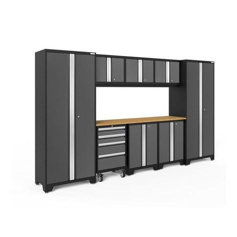 Gray Garage, Locker Designs, Newage Products, Steel Garage, Garage Storage Systems, Floor Safe, Integrated Handles, Garage Cabinets, Garage Storage Cabinets