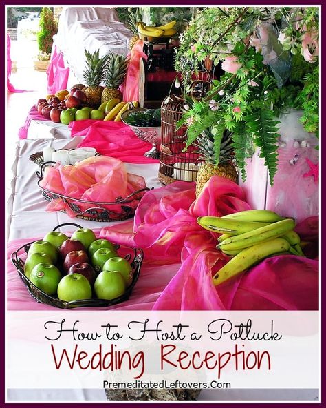 How To Host a Potluck Wedding Reception - tips for saving money on your wedding reception by holding a potluck reception rather than having it catered. Potluck Wedding Reception, Reception Checklist, Wedding Reception Checklist, Potluck Wedding, Reception Buffet, Reception Timeline, Wedding Reception Timeline, Best Wedding Reception, Tips For Saving Money