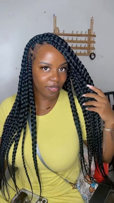 The reason everyone is booking loose braids 💕😻😘So beautiful….. . . . #houstonbraiders #houstonbraids #naturalhair #houstonbraider #hairgoals #hairstylist #houstonbraidsstylist #protectivestyles #houstonhair #braids #houstonboxbraids #houstonboxbraids #fashion #blackgirlmagic #houston #hairdresser #love #blackhaircourt #hairfashion #boxbraids #knotlessbraids #explorepage #hairoftheday #beauty #reels | 📍Houston Braider | amapianoo_rsa · Original audio Loose Braids For Black Women, Knotless Large Box Braids, Braided Into Ponytail, Makeba Braids Styles, Barrel Braids, Loose Box Braids, Normal Braids, Puffy Braids, Big Twist Braids Hairstyles