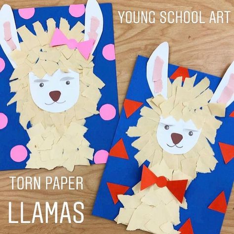 @youngschoolartwithmr.g shared a photo on Instagram: “Torn Paper Llamas #youngschoolart #tornpapercraft #papercrafts #llamas #llamacraft #kindergarten #firstgrade #animalcrafts #rippedpaper…” • Aug 12, 2021 at 2:41pm UTC Lama Crafts For Preschool, Llama Arts And Crafts, Llama Handprint Craft, Llama Llama Craft, Llama Art Project, Llama Llama Lesson Plans, A Projects For Preschool, Llama Preschool Craft, Is Your Mama A Llama Activities