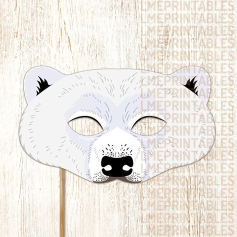 Polar Bear Printable Mask White Bears DIY Animal Masks Booth | Etsy Bear Mask Template, Polar Bear Mask, Polar Bear Printable, White Bears, Printable Mask, Bear Printable, Mask Printable, Bear Mask, Printable Masks