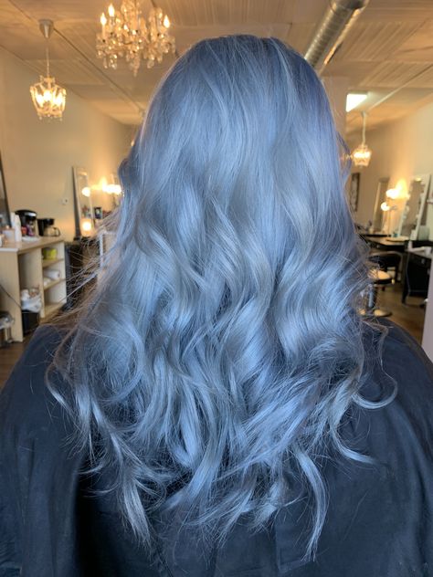 #graysilver #silver #blue #hair Silver Blue Hair Color, Silver Blue Hair Ombre, Icy Silver Blue Hair, Grey Blue Hair Color, Grey And Blue Hair, Silvery Blue Hair, Silver And Blue Hair, Powder Blue Hair, Blue And Silver Hair