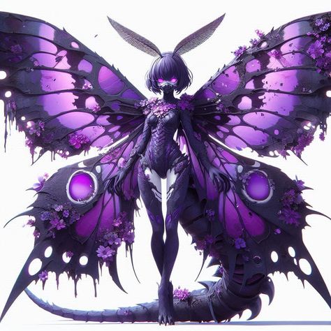 Butterfly Demon, Moth Dragon, Butterfly Lady, Monster Artwork, Accel World, Pokemon Poster, Moth Art, Female Drawing, Fairy Artwork