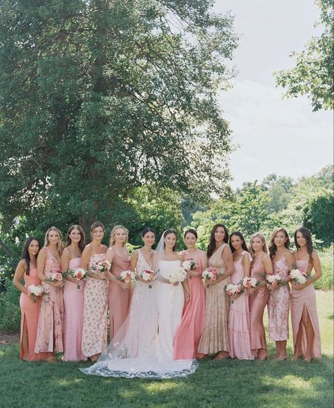 Pink Bridesmaids Dresses, Pink Bridesmaids, Wedding Parties Colors, Bridesmaids Dress Inspiration, Tented Wedding, Bridesmaid Colors, Private Home, Pink Bridesmaid Dresses, Dream Wedding Ideas Dresses