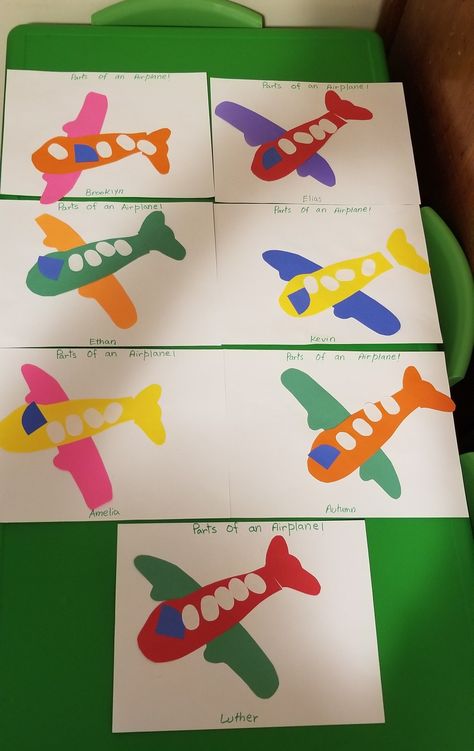 Aeroplane Activities, Airplane Art For Toddlers, Aeroplane Craft, Airplane Craft Kindergarten, Kindergarten Airplane Activities, Air Travel Art Preschool, Aeroplane Art And Craft For Preschool, Plane Crafts, Transportation Theme Preschool