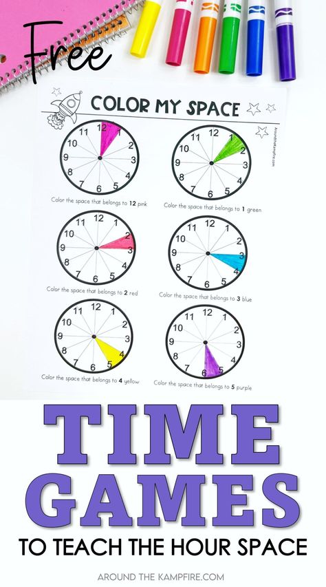 Telling Time Games 1st Grade, Learning To Tell Time For Kids, Telling Time Craft, Teaching Telling Time, How To Teach Time To Kids, Teaching Time 2nd Grade, Teaching Time Kindergarten, Telling Time For Kids, Telling Time Lesson