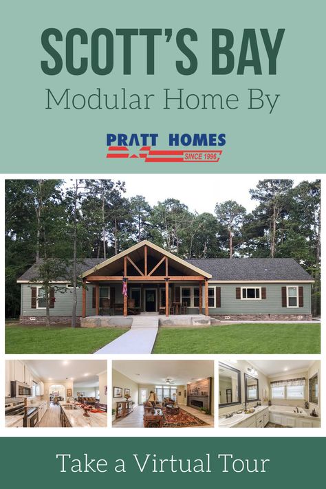 Modular Home Inspiration, Double Wide Homes Farmhouse, Mobile Home Into House, Modular Exterior Makeover, Pratt Homes Modular, How To Make A Modular Look Like A House, Franklin Homes Modular, Modular Homes With Garage, 4 Bedroom Manufactured Home Plans