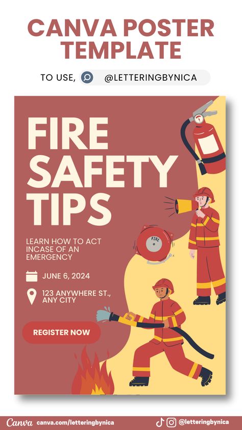 Safety meets visual appeal in our Red and Yellow Illustrative Fire Emergency Poster. Crafted by expert designers at Canva, these posters not only raise awareness about fire emergencies but also blend seamlessly with any decor. Their vibrant colors stimulate quick response during emergencies while their informative and comprehensive design ensures everyone knows what to do when disaster strikes. Stay safe and stylish with our Fire Emergency Poster! Fire Awareness Poster, Emergency Poster Design, Fire Drill Poster, Fire Prevention Poster Ideas, Safety Poster Design, Fire Prevention Poster, Disaster Poster, Fire Prevention Month, Fire Safety Poster