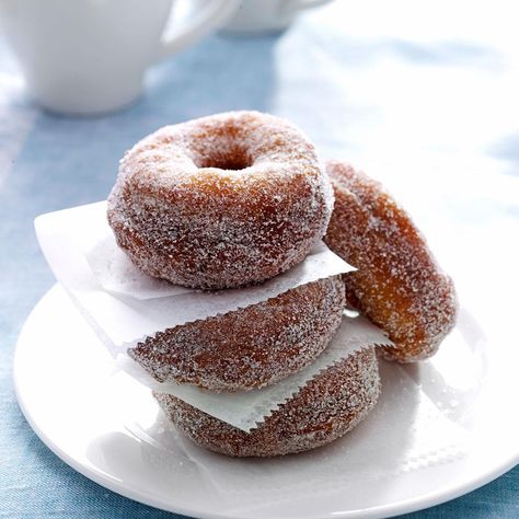 Swedish Doughnuts Recipe -One day, my father got a hankering for doughnuts and asked me to make him some. I ended up trying these. Dad—and everyone else—loved the results. They come out so golden and plump. —Lisa Bates, Dunham, Quebec Scandinavian Desserts, Doughnuts Recipe, Swedish Food, Glazed Doughnuts, Leftover Mashed Potatoes, Scandinavian Food, Doughnut Recipe, Swedish Recipes, Sweet Pastries