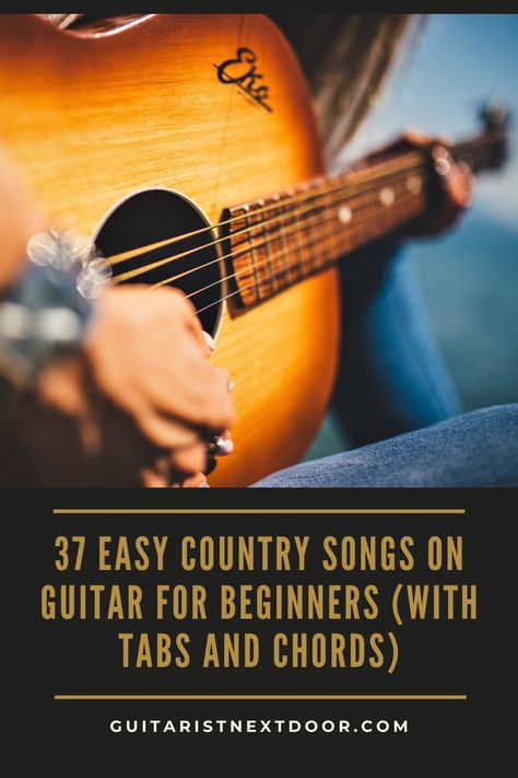 What's so great about country music is that there's plenty of awesome songs that are not that hard to learn to play. This is great news for beginner guitar players who want to learn some easy country songs. In Guitaristnextdoor.com you can find 37 easy country songs to learn on the guitar (with tabs or chords). Welcome! Beginner Guitar Songs With Chords, Easy Guitar Songs For Beginners Chords, Songs On Guitar, Farm Songs, Guitar Songs For Beginners, Guitar Strumming, Easy Guitar Songs, Beginner Guitar, Guitar Kids