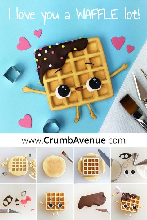 Tuto FIMO gaufre {ANGLAIS} Polymer Clay Kawaii, Cake Topper Tutorial, ดินปั้น Polymer Clay, Tanah Liat, Polymer Clay Diy, Fondant Figures, Polymer Crafts, Cute Polymer Clay, Polymer Clay Miniatures