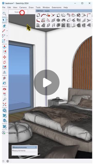 Nice Tower on Instagram: "The fastest way to design a modern bedroom with SketchUp! Our expert architects at Nice Tower have mastered the art of 3D modeling and interior design. . . @nice_tower  . .  #architect #architectures #sketchup #3dmodeling #interiordesign #bedroom #rendering #NiceTower #SketchUp #ArchitectureDesign #SketchUpPlugins  #Plugin  #3DModeling #ArchitecturalVisualization #DesignTutorial  #nicetower #nicetowers #nice_tower #nicetowerPro" Bedroom Rendering, Sketchup Render, Sketchup Rendering, Interior Design Drawings, Sketchup Model, Drawing Videos, Architecture Model, 3d Modeling, Design Tutorials